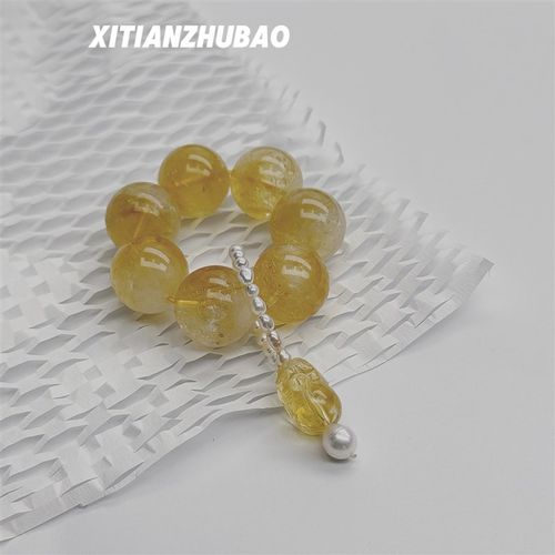 新中式配饰天然黄阿赛水晶珍珠手捻指尖绕指柔盘完招财闺蜜礼物