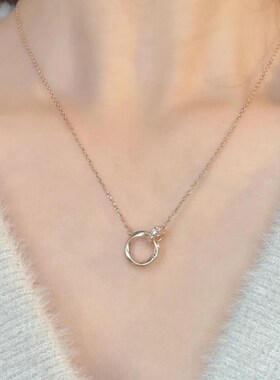 莫比乌斯环项链女999纯银高级设计感爱心锁骨链百搭吊坠生日礼物