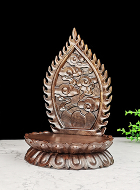 红木莲花台佛像k底座加高带屏风菩萨供奉台小型椭圆形实木莲花座