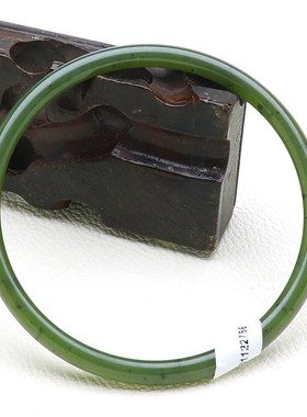 新疆和田碧玉手镯青白p玉圆条手镯细条墨玉镯女带证秀气窄条叮当