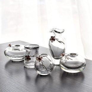 欧式简约迷你透明玻璃艺术小花瓶壁橱装饰摆件精油瓶水培居家桌面