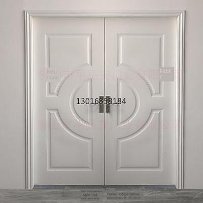 现货白色双开木门 环保生态覆合实木门室内卧室办公室免漆门025白