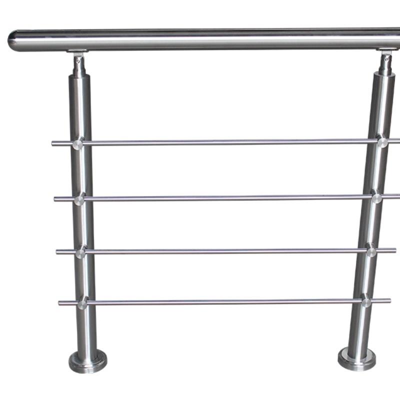 304不锈钢楼梯扶手别墅室外阳台护栏现代家用栏杆圆管拉丝立柱