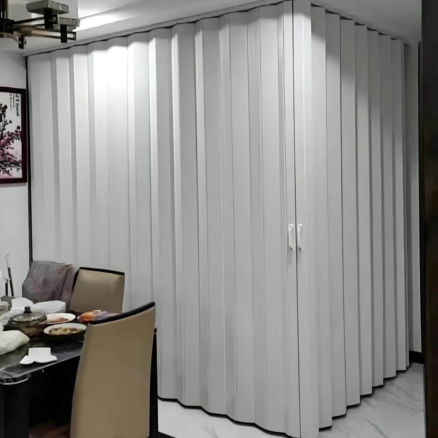 pvc折叠门家用燃气开通临时门简易开放式厨房隔断门免打孔推拉门