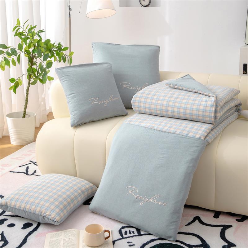 A类 全棉抱枕被子两用二合一车用靠枕午睡毯子加厚枕头被2024新款