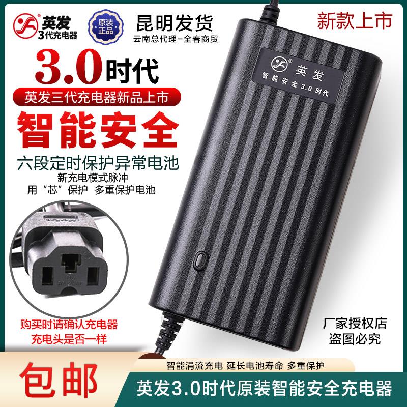 英发3.0时代原装电动瓶车486072V伏三轮智能脉冲铅酸蓄电池充电器