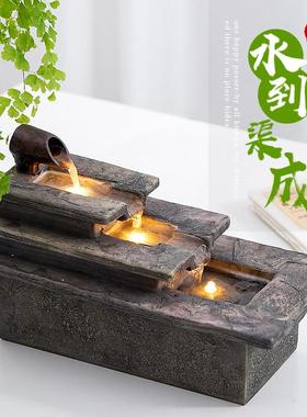 创意桌面流水摆件循环水客厅生财水景落地招财喷泉办公室现代简约