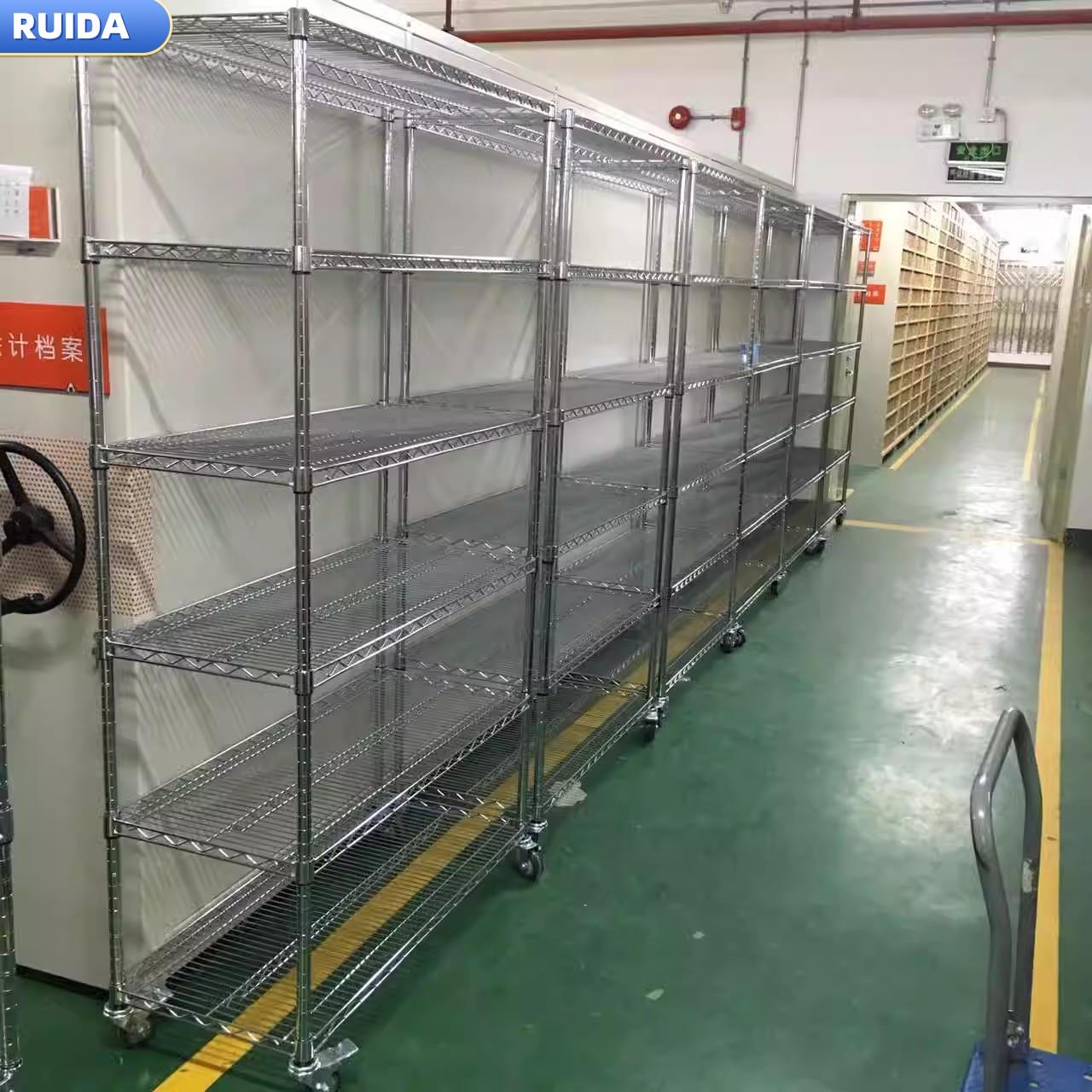 带轮不锈钢置物架仓库货架车间防静电物料架展示架冷库架多层货架