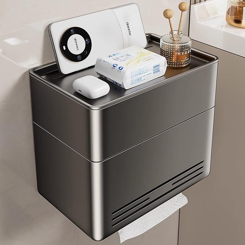 化妆室卫生纸盒壁挂式免打孔厕所防水纸巾盒浴室卷筒卫生纸架抽取