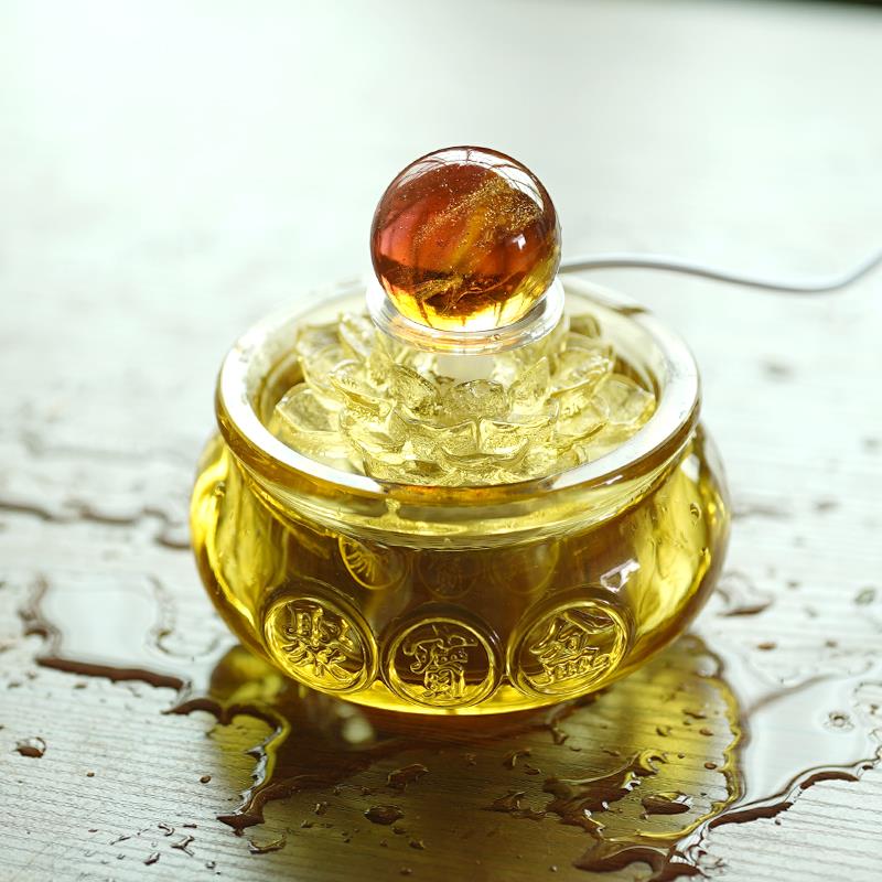 财源滚滚时来运转流水生财摆件循环水聚宝盆摆件送礼风水轮转运球