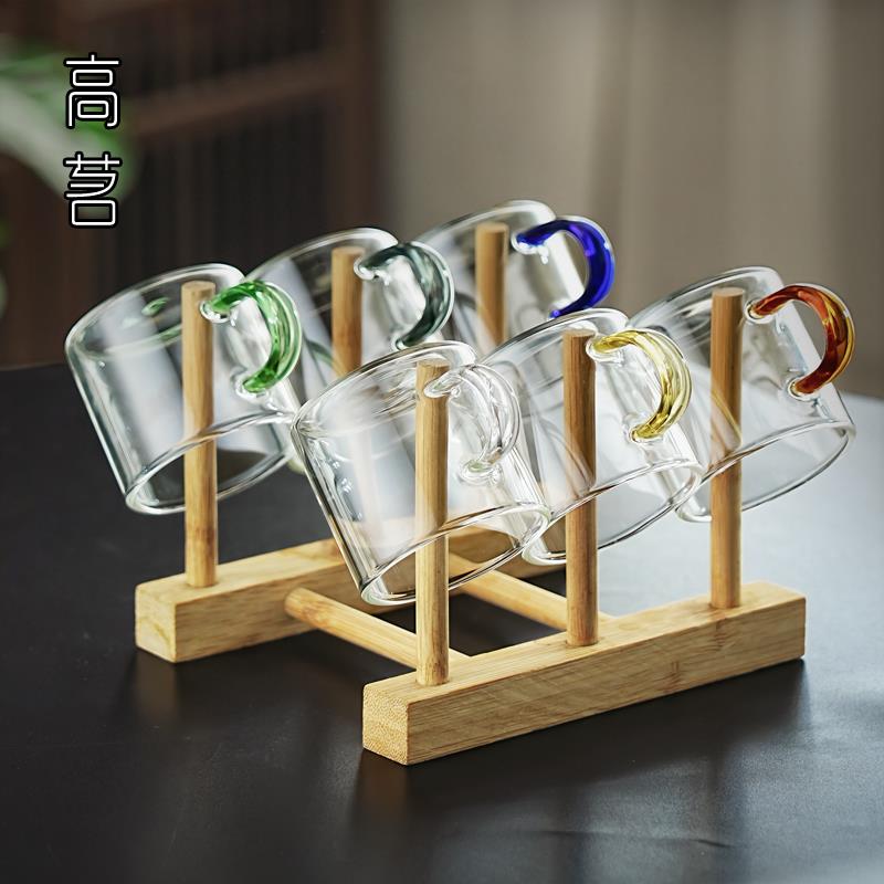 玻璃小茶杯套装6只2025新款家用带把防烫待客喝茶专用客杯品茗杯