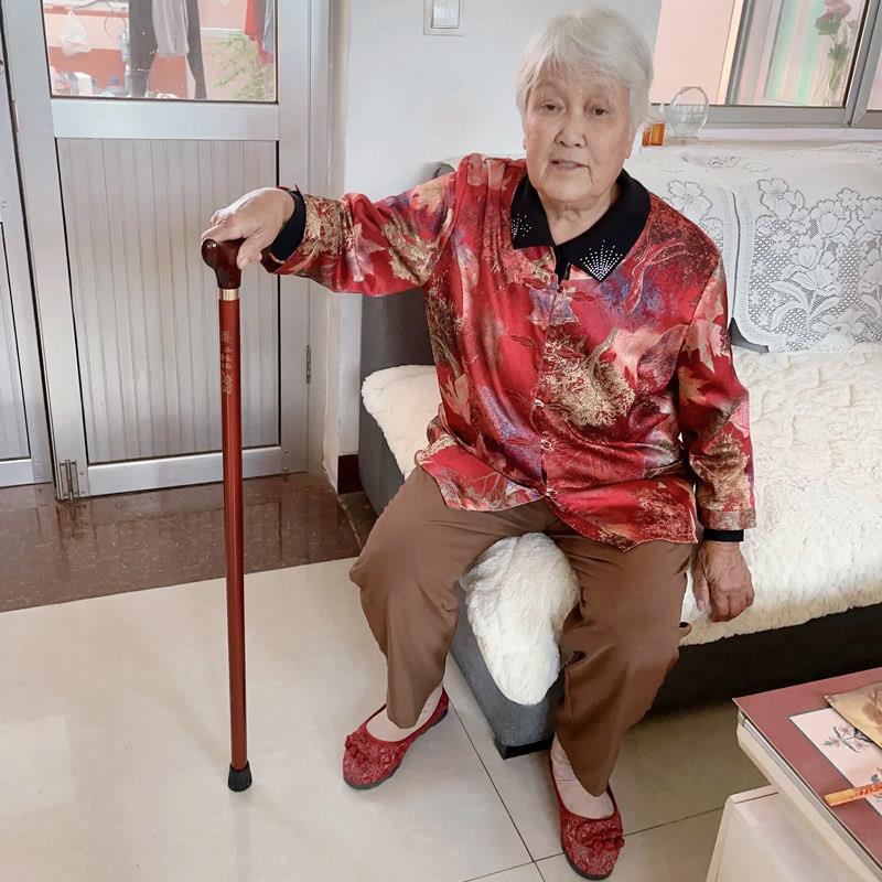 老人拐杖防滑轻便四脚实木捌拐手杖拐棍防摔倒拐杖老人防滑助行器