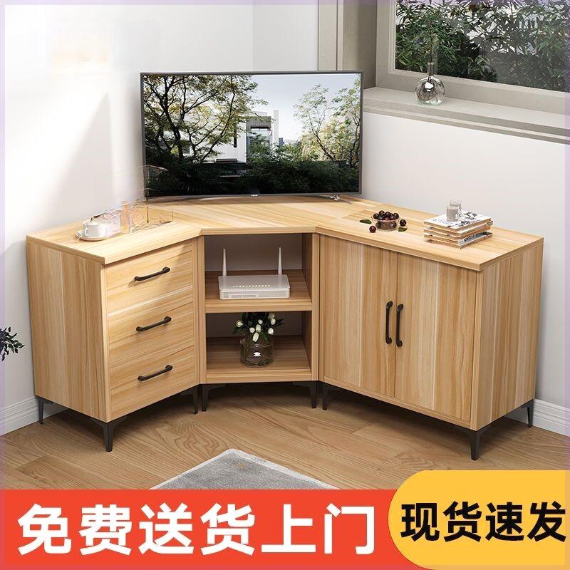 墙角转角电视柜收纳柜靠墙角柜三角老式拐角组合柜客厅电视柜新款