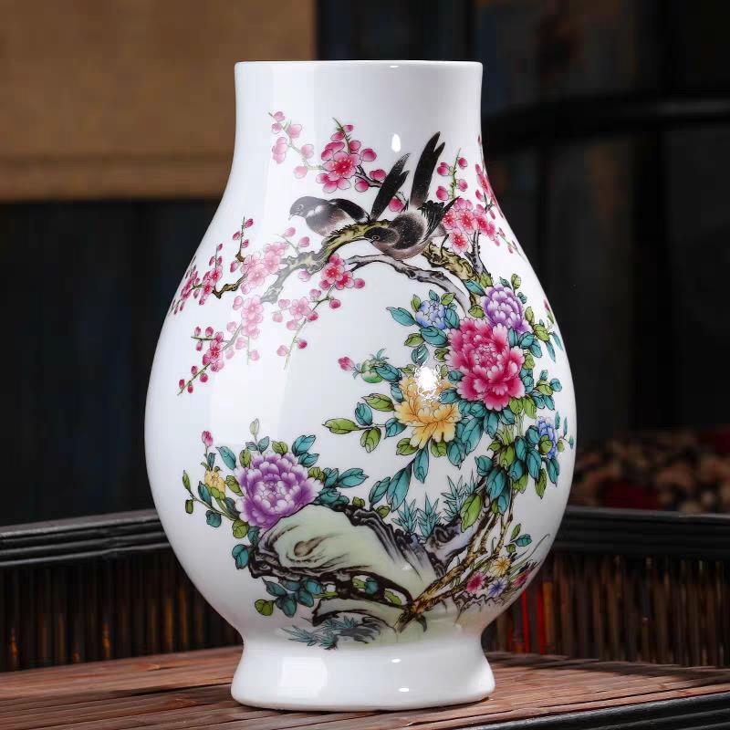 景德镇陶瓷花瓶装饰品客厅插花大直径宽口中国家庭电视柜装饰