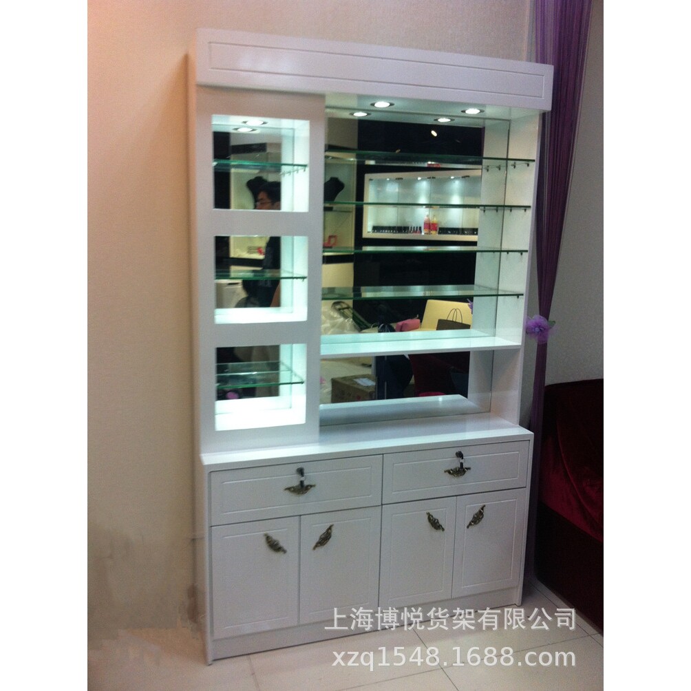 美妆展示柜化妆品柜台美甲货柜化妆台指甲油货架木制烤漆