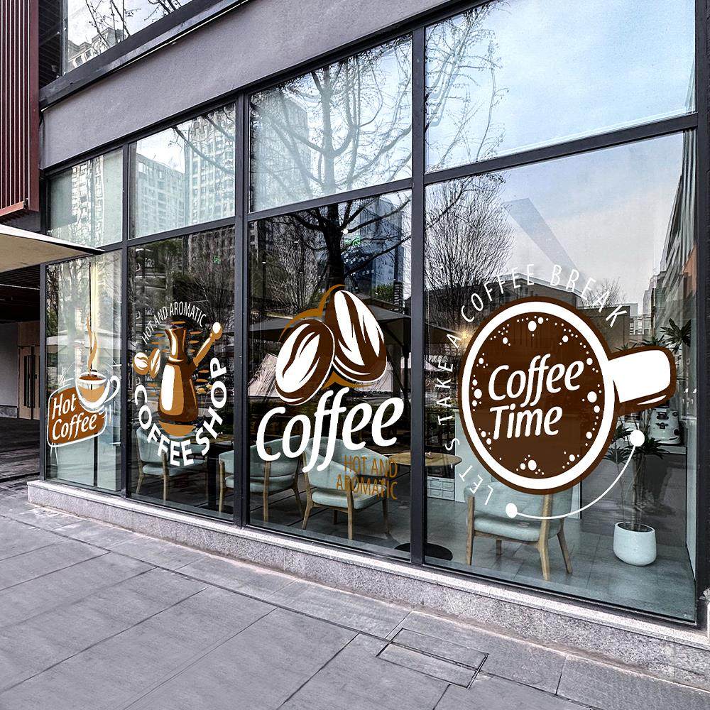 简约时尚咖啡装饰贴纸咖啡店奶茶店网红饭厅橱窗玻璃贴纸静电贴膜,家居饰品,软装墙贴,淘宝优惠券,粉丝福利购,淘宝优惠卷