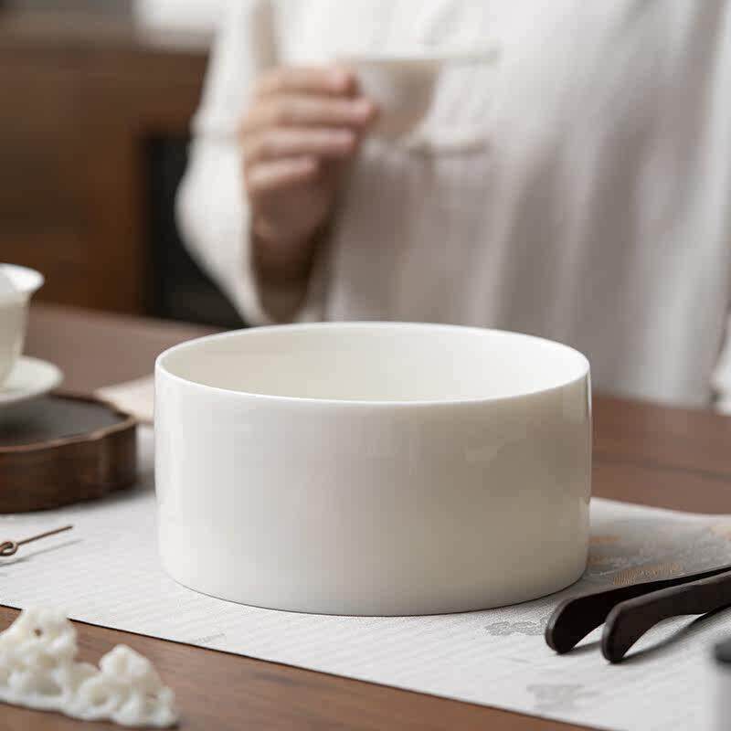 羊脂玉茶洗笔洗水盂洗茶杯碗白瓷家用大号中式洗茶具盆茶渣缸高档