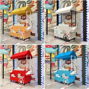 商场促销台展示架移动摊位车超市铁艺售货车户外花车摆摊小推车