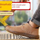劳保鞋 透气防砸防刺穿超轻防臭轻便软底工作工地安全牛筋底 男夏季