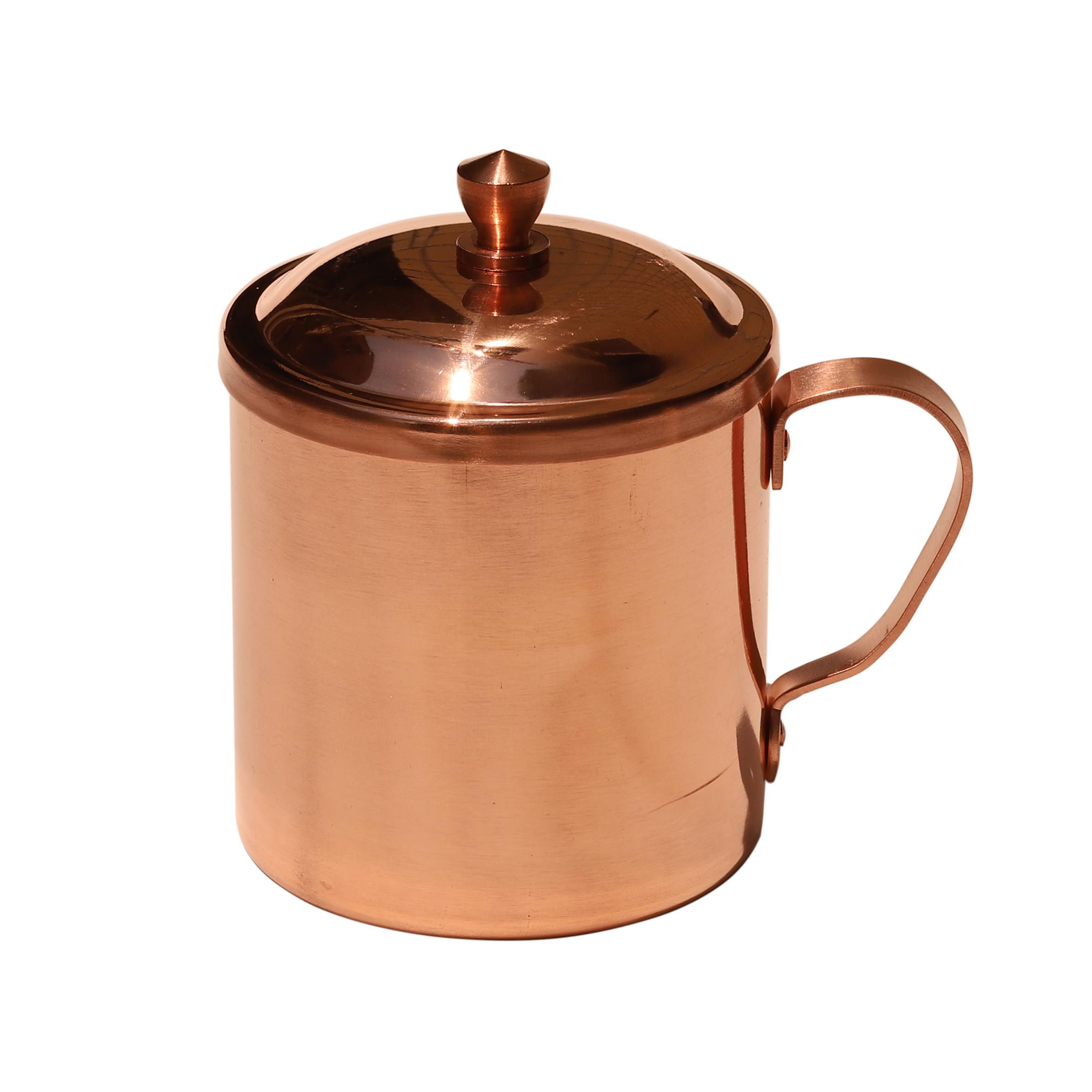 铜家伙 小号铜口杯 金属洗漱杯子 纯铜茶杯加厚带盖 漱口杯刷牙杯