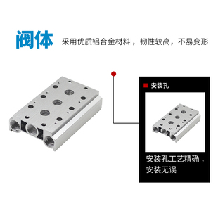 08汇流板底座阀岛00M配 亚德客型气动气缸h24V电磁控制阀组4V210