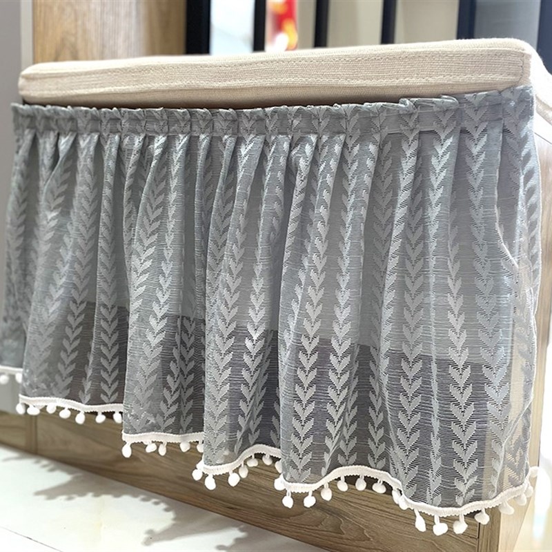 田园白色窗纱f飘窗蕾丝装饰半帘隔断免打孔魔术贴遮挡杂物帘透光