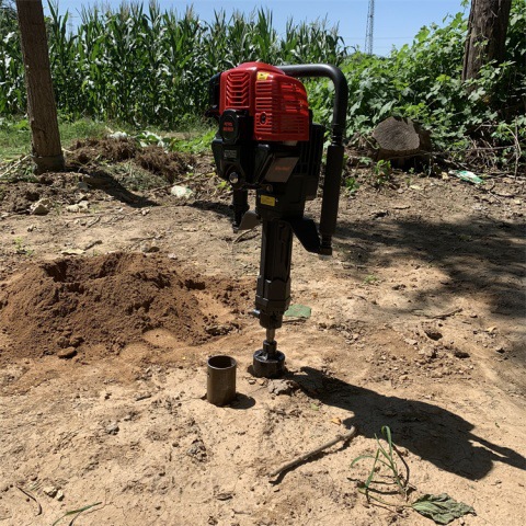 汽油防汛植桩机 手持便携式围栏护栏打桩机 新式路面破碎镐