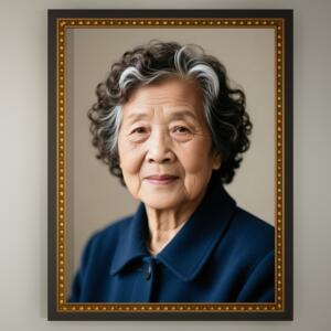 高端遗相定制实木画框哑光玻璃挂画摆台老人遗像修复免费打印挂像
