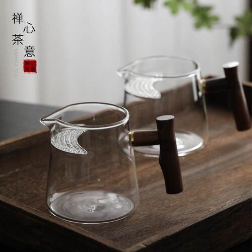 加厚高档月牙带茶漏过滤网一体玻璃茶壶泡绿茶器茶具公道杯分茶器