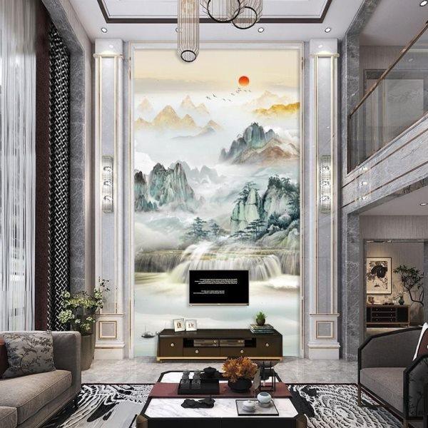 挑空客厅背景集成板影视墙画别墅挑高复式楼电视背景墙板竹木纤维,基础建材,集成板,淘宝优惠券,粉丝福利购,淘宝优惠卷