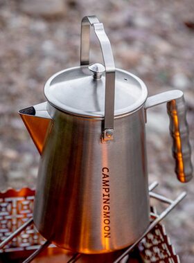 柯曼奶奶壶SW-6不锈钢一体成型大号茶壶手提开水壶露营篝火烧水壶