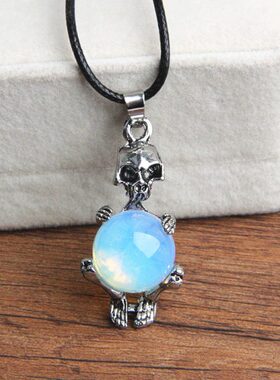 时尚情侣蛋白石吊坠蛋白石球骷髅天然水晶挂件男女款流行款挂坠