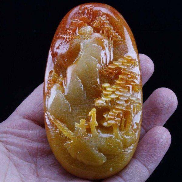 寿山石俏色手把件人物小桥流水山水把玩物男士把玩送精美手把件绳,饰品/流行首饰/时尚饰品新,摆件,淘宝优惠券,粉丝福利购,淘宝优惠卷