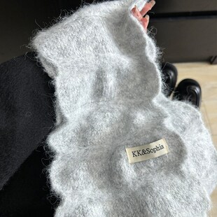 浅灰色围巾冬季女羊绒围巾女款2024新款韩系氛围感围巾亲肤可爱