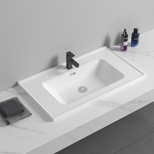 定制可切割尺寸一体陶瓷洗手盆洗漱面盆浴室柜左边台盆洗脸池单盆