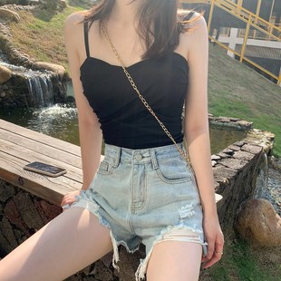 宽松阔腿显瘦a字辣妹超热裤 高腰牛仔短裤 2022年韩版 薄款 女夏季