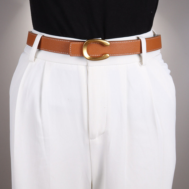 女士皮带女真皮装饰牛仔裤西裤简约配裙子牛皮百搭双面使用腰带女