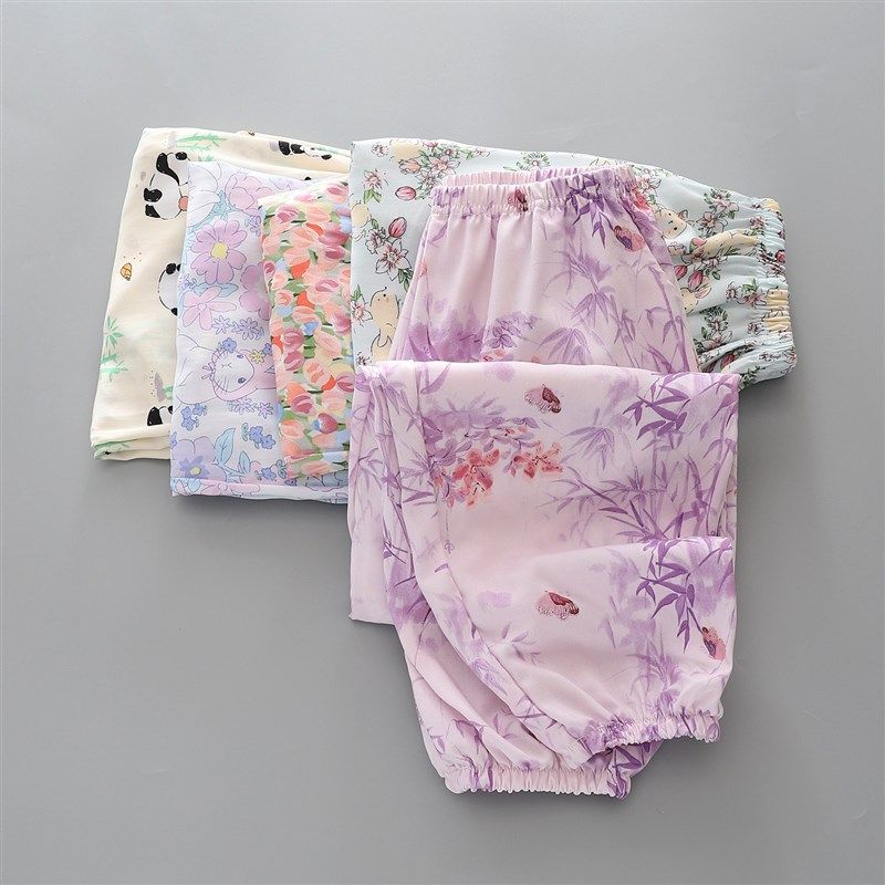 夏季国风儿童家居服睡裤薄款女童灯笼裤休闲海边沙滩裤大童裤子