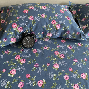 田园小碎花老粗布床单单件帆布厚炕F单防滑抗皱棉麻三件套沙发布