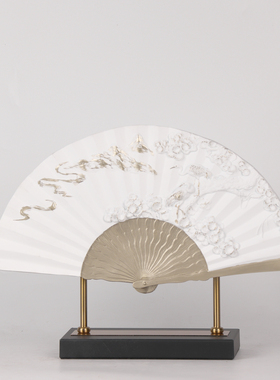 新中式桌面金属扇子工艺摆件样板房售楼处酒店古典玄关装饰品摆件