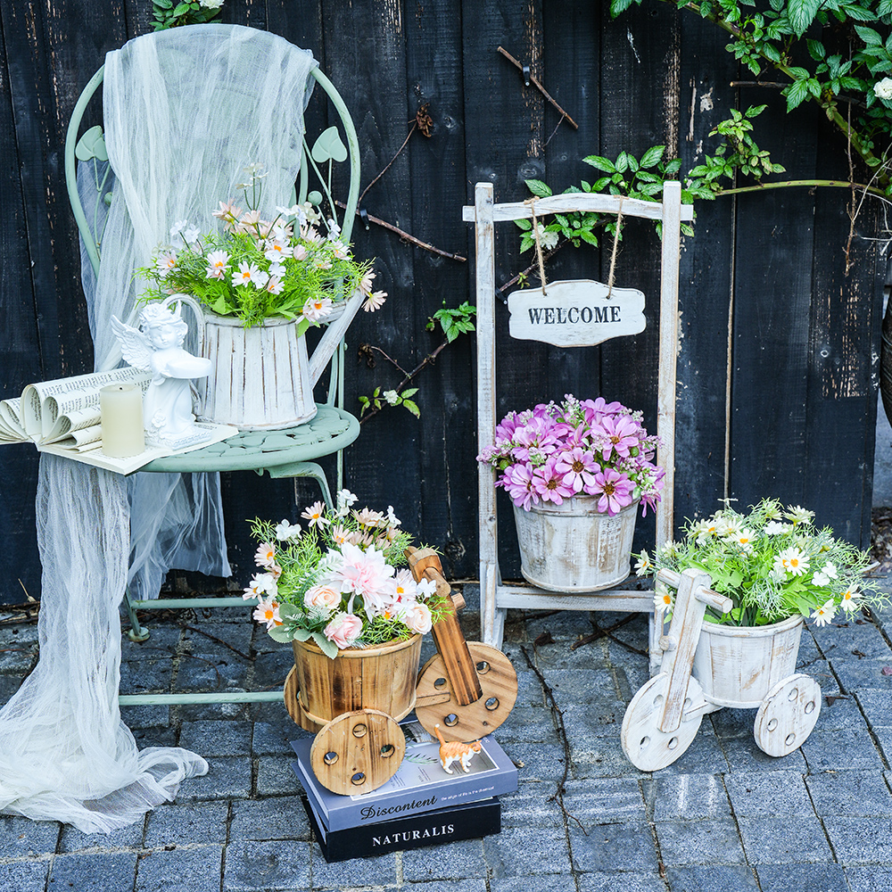 森系木质复古花盆户外别墅阳台户外装饰民宿造景环创材料庭院布置