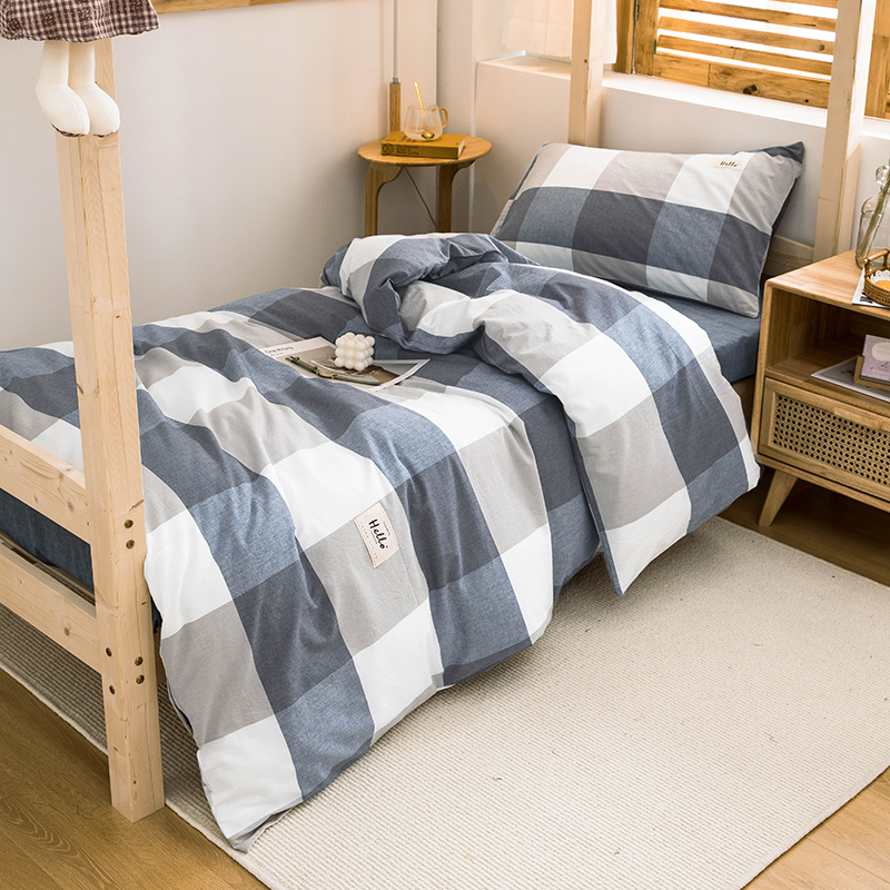 A类水洗全棉学生宿舍牀上三件套单人0.9m牀笠款纯棉牀单日式被套