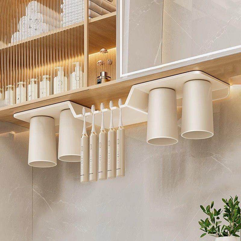 德国精选磁吸牙刷置物架镜柜下牙杯具架卫生间免打孔漱口杯放置架