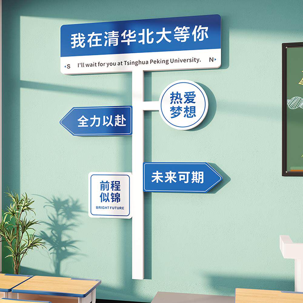 中高考路牌励志标语墙贴创意黑板报班级文化墙布置教室装饰挂画