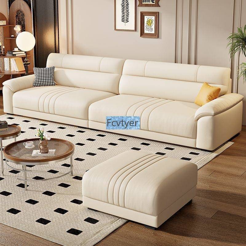 布艺沙发客厅2025直排真皮小户型新款风双三人位奶油法式现