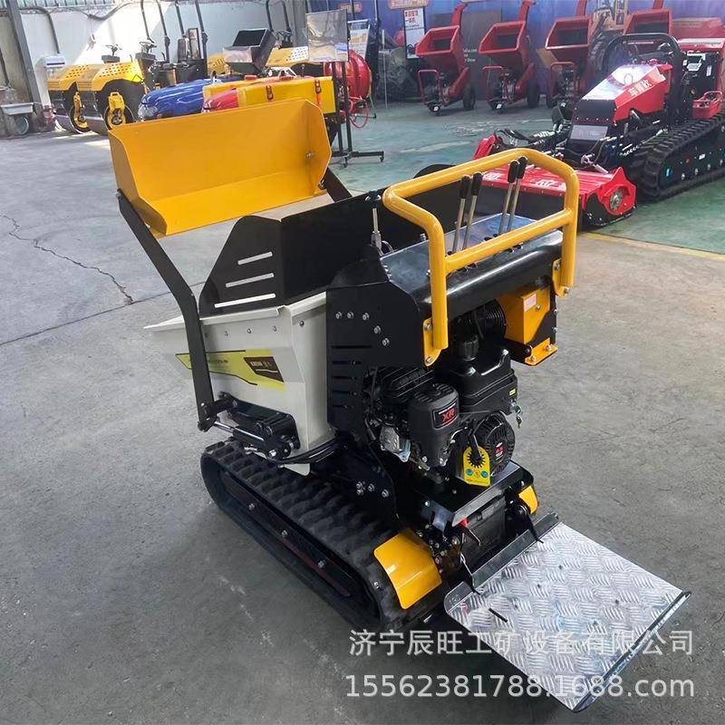 手扶履带运输车小型汽油全制动液压自上料翻斗车工程农用机械设备