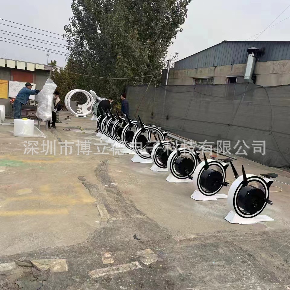 动感感应脚踏单车喷泉自行车大型户外发光发电无动力设备游乐设施