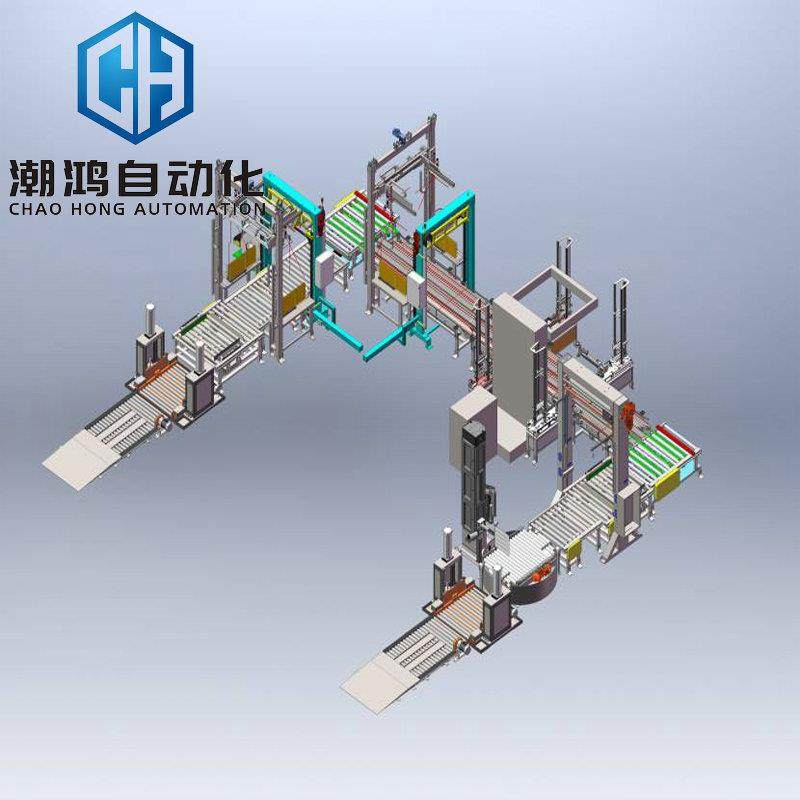 物品包装打包输送线 包装打包码垛输送线 仓储包装缠绕打包输送线
