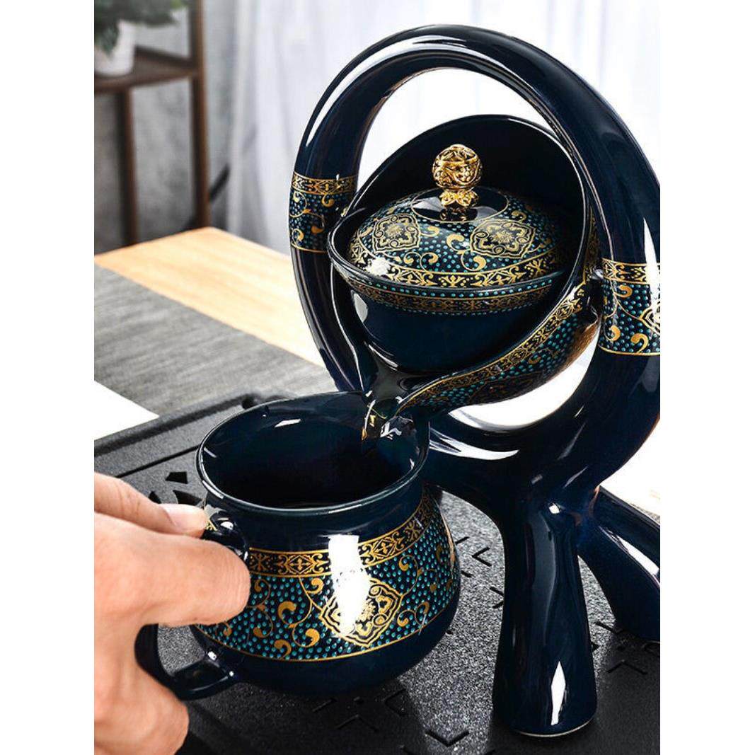 陶瓷茶器懒人自动茶具套装高端覆古家用功夫茶杯创意防烫冲茶器