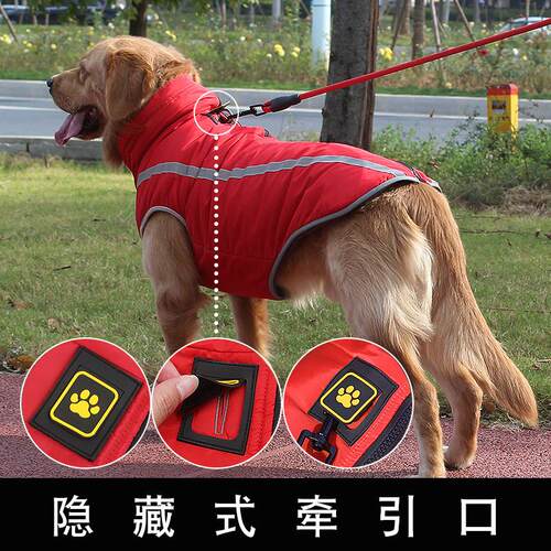 宠物大狗衣服冬装加厚保暖金毛杜宾衣服冬季中大型犬狗棉衣酷帅